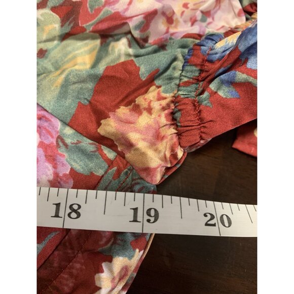 NWT Plus Size Wine Floral Puff Sleeve Baby Doll Maxi Dress XL Feminine Romantic - Picture 7 of 10